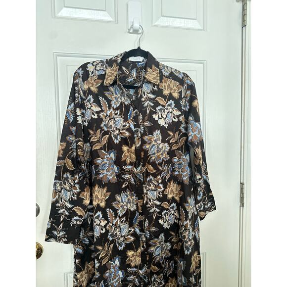 Maye Dress Women XS Brown Issa Zingara Paisley Print Long Sleeve Midi Shirtdress - Picture 4 of 9